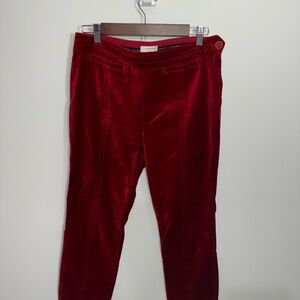 The Essential Slim by Anthropologie Red Velvet Pants